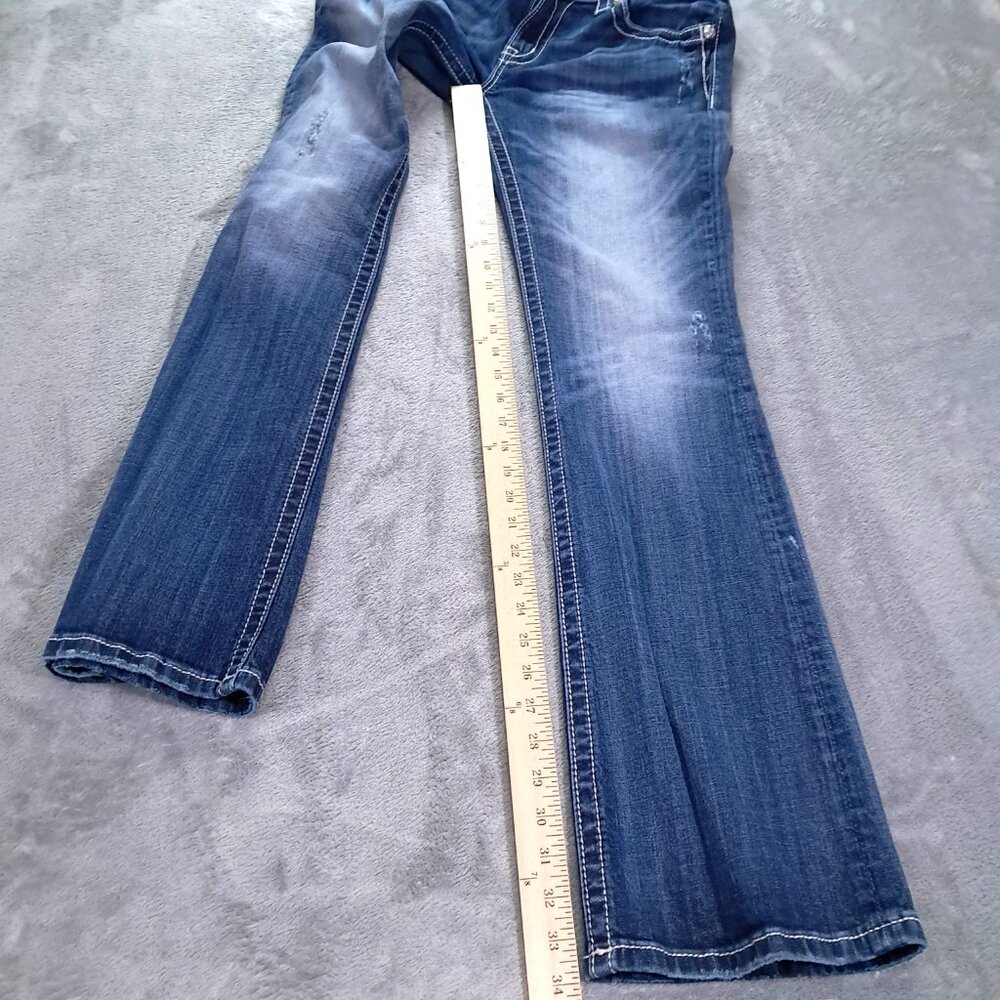 Miss Me Jean Women 31x34, Tag 30X34 Boot Cut Embellished Distressed Flap Pockets - Picture 13 of 16